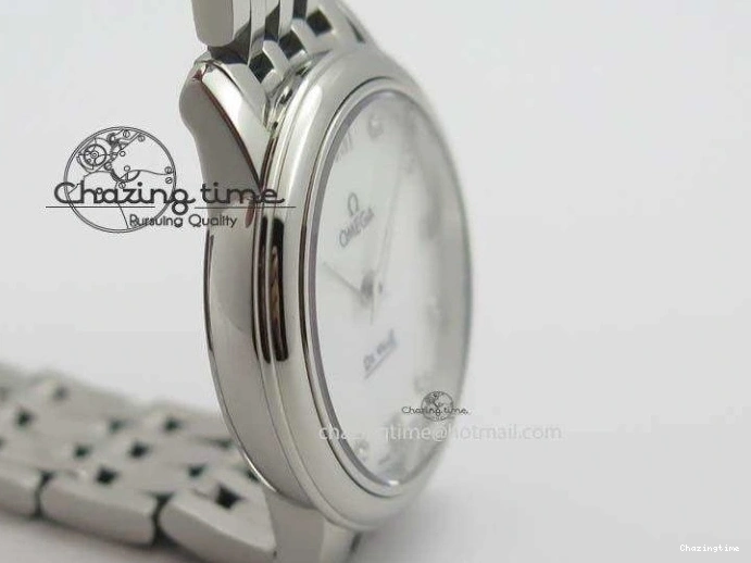 0310 De Ville 27mm Ladies MK 1:1 Best Edition White MOP Diamond Markers On SS Bracelet Ronda Quartz MoistureWicking 8190